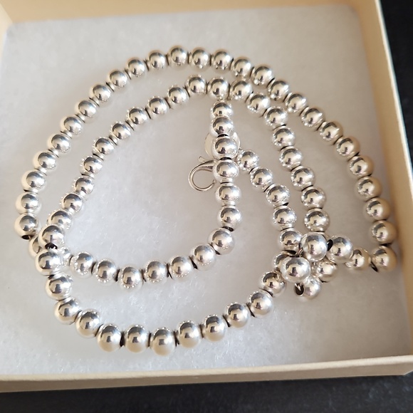 None Jewelry - NEW 925 SILVER CLASSIC BEAD NECKLACE 18"